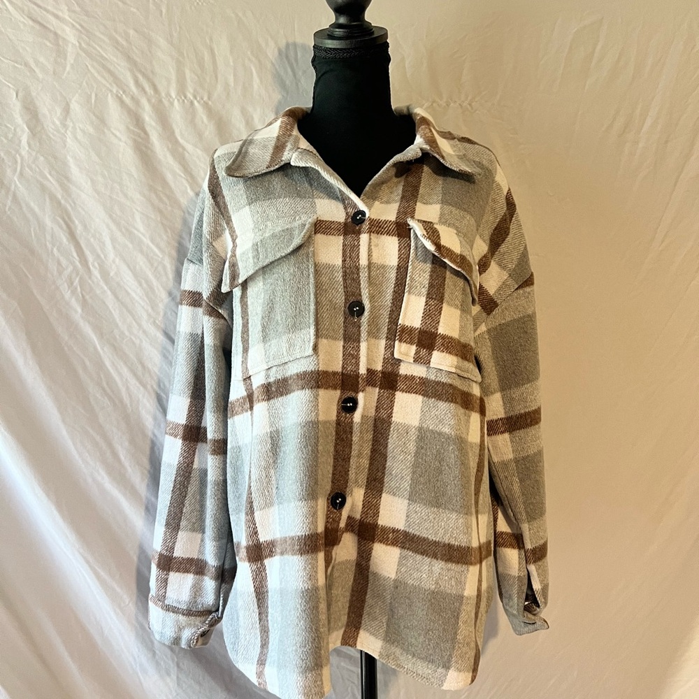 Plaid Button-Up Women's Jacket/Shacket